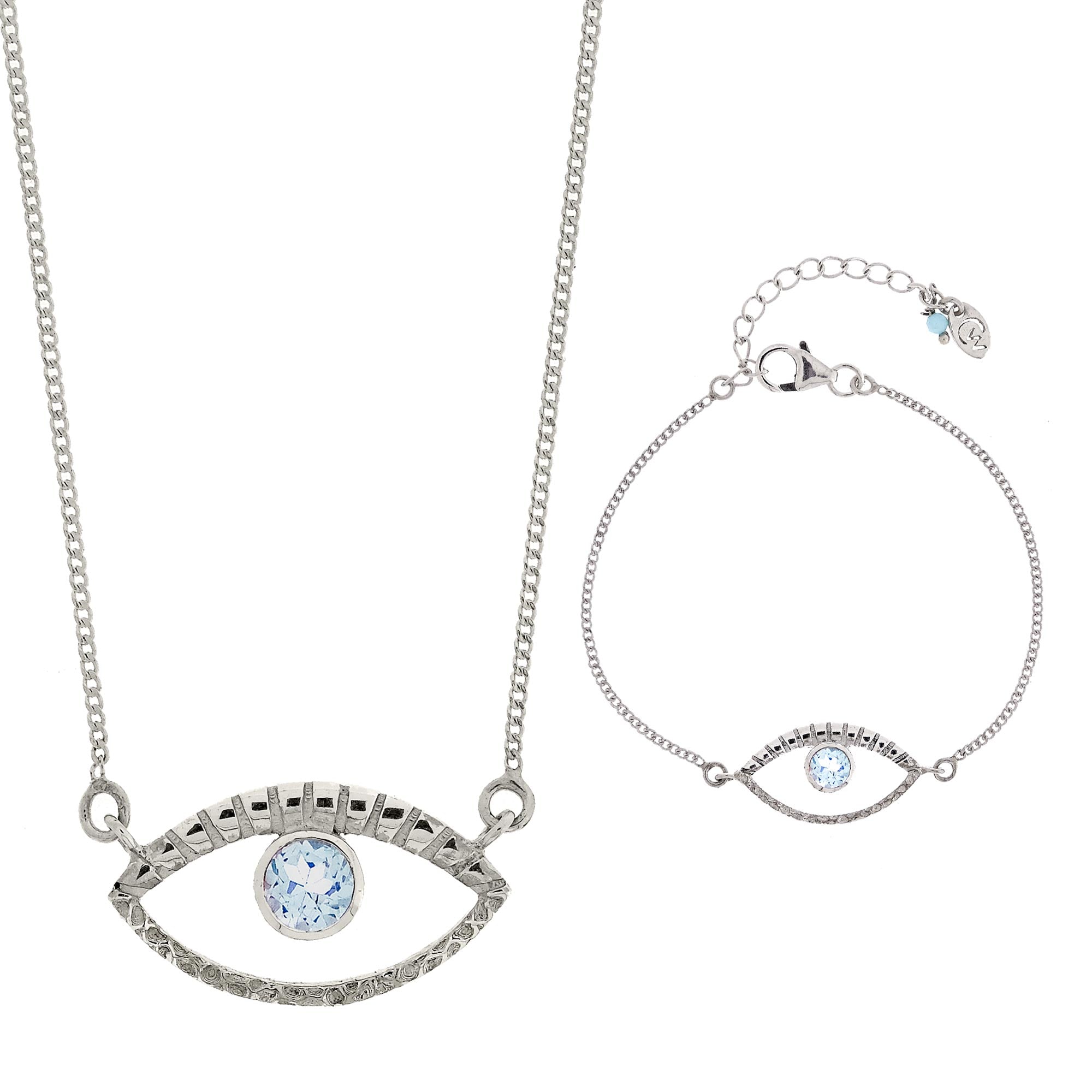 Silver Eye of Intuition Necklace and Bracelet Set