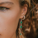 Green Onyx Pull Through Earrings, Green Onyx Threaders, Green Onyx Earrings, Silver Chain Earrings, Sterling Silver Threaders, Handmade Earrings