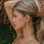 Green Onyx Threaders, Silver Huggie Hoops, Sterling Silver Earrings, Gemstone Threaders, Gemstone Earrings, May Birthstone Earrings