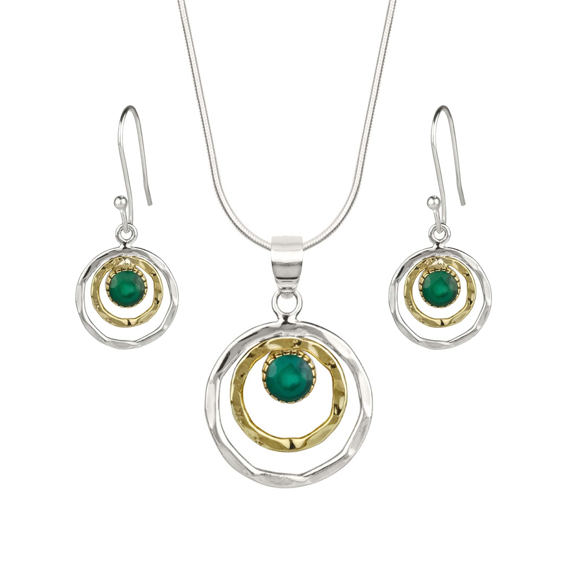 Green Onyx Infinity Necklace and Earring Set