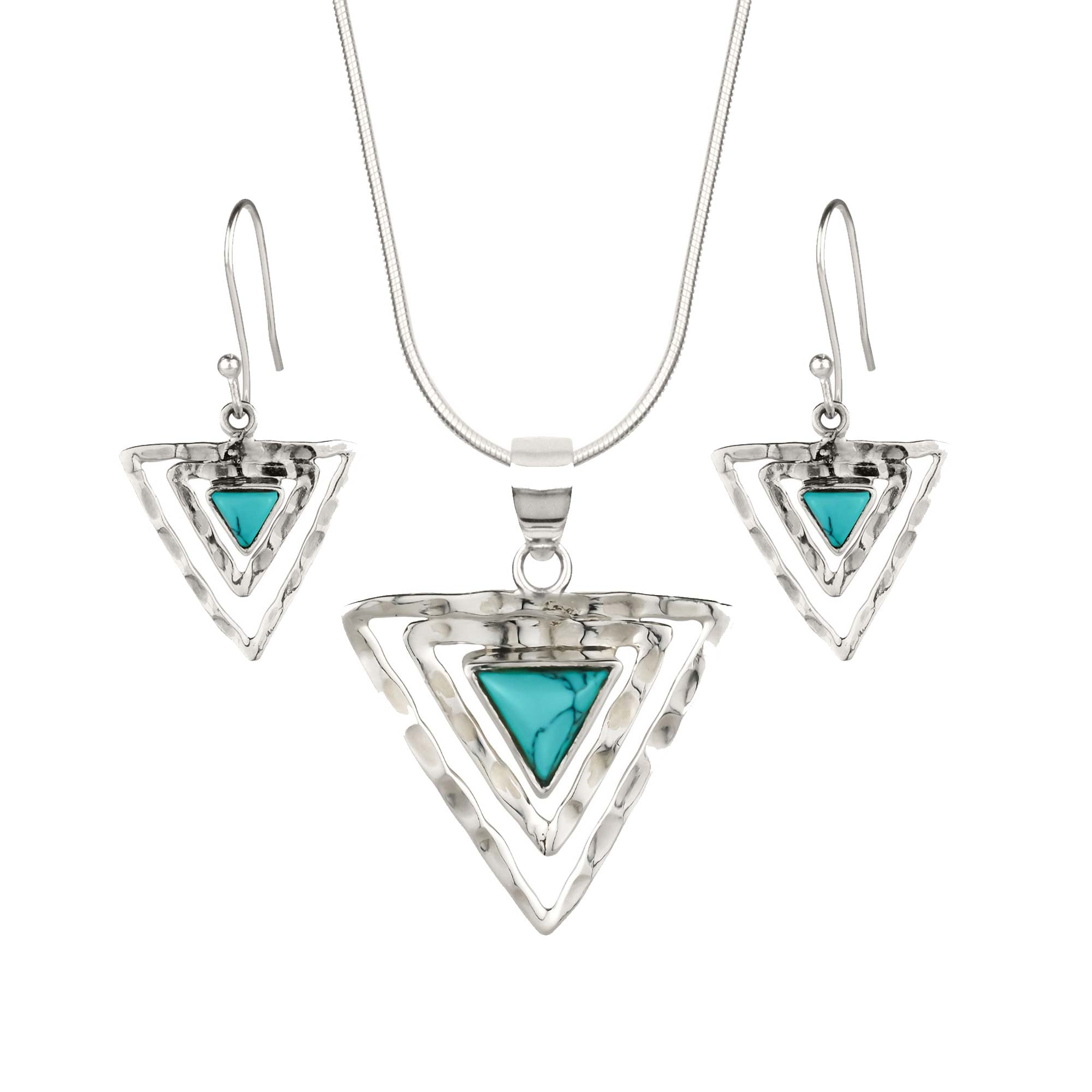 Turquoise Triangle Necklace and Earring Set