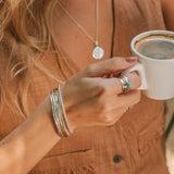 Aura Magic Spinning Bangle, Mixed metal spinning bangle, silver spin bangle, Wavy band bangle, spinning ring