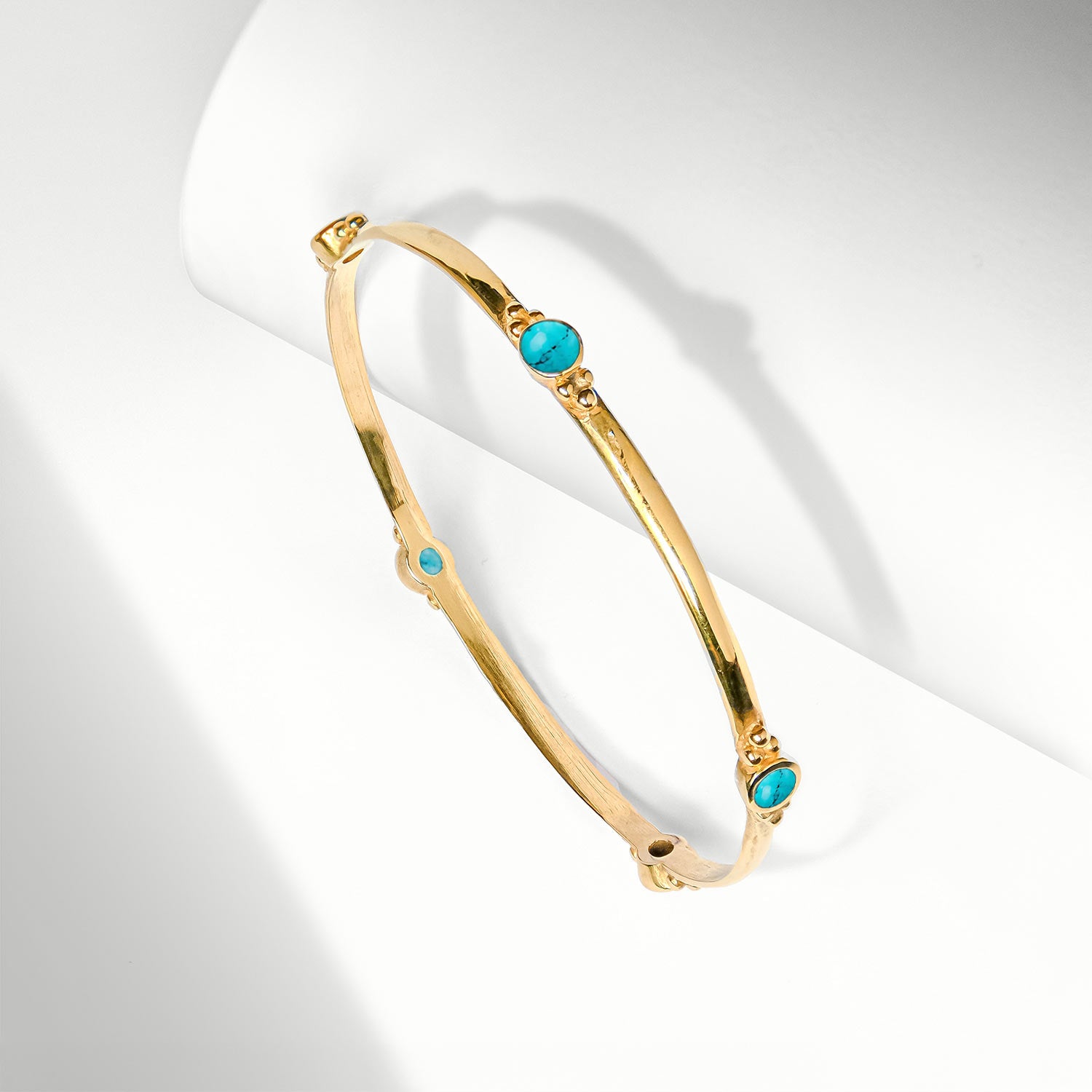 Gold Turquoise Bangle, Gold Bangle with Turquoise Gemstones, December Birthstone Gold Bangle, Gold Turquoise Stacking Bangle