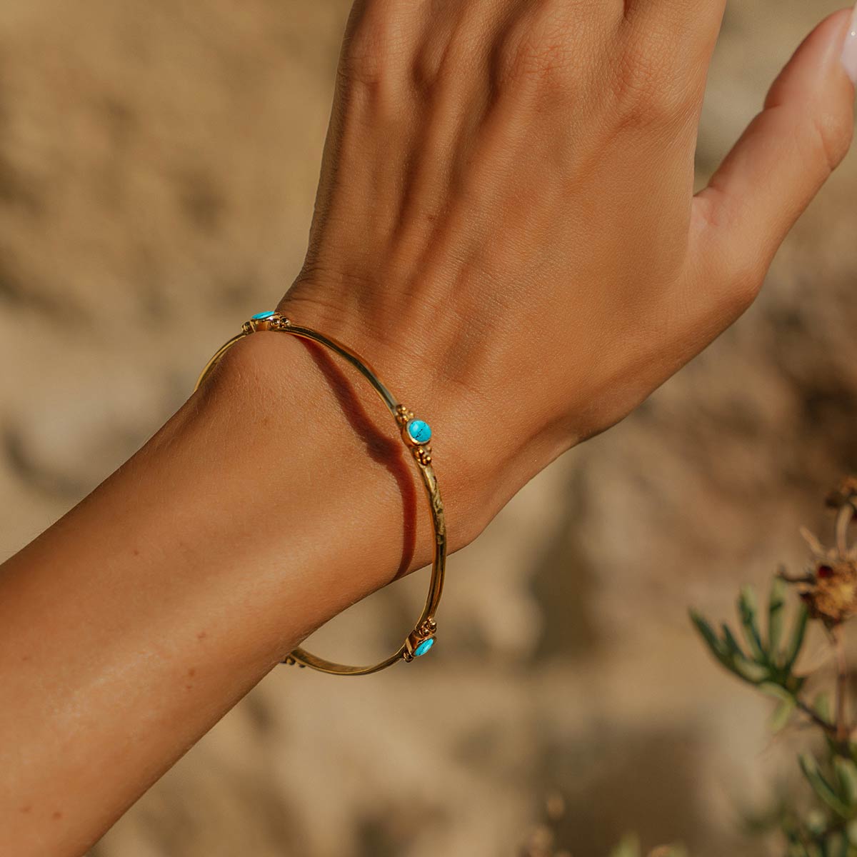 Gold and Turquoise Bangle, Turquoise Gold Stacking Bangle, Turquoise Bangle, December Birthstone Gold Bangle
