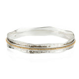 A two-tone (silver and gold) Aura Halo Spinning Bangle bracelet . Mixed Metal Spinning Bangle