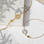 Gold and Sterling silver solar plexus chakra bracelet with citrine gemstone 
