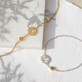Gold and Sterling silver solar plexus chakra bracelet with citrine gemstone 