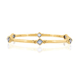 Gold Vermeil Blue Topaz bangle, November birthstone bangle, square Blue Topaz bangle