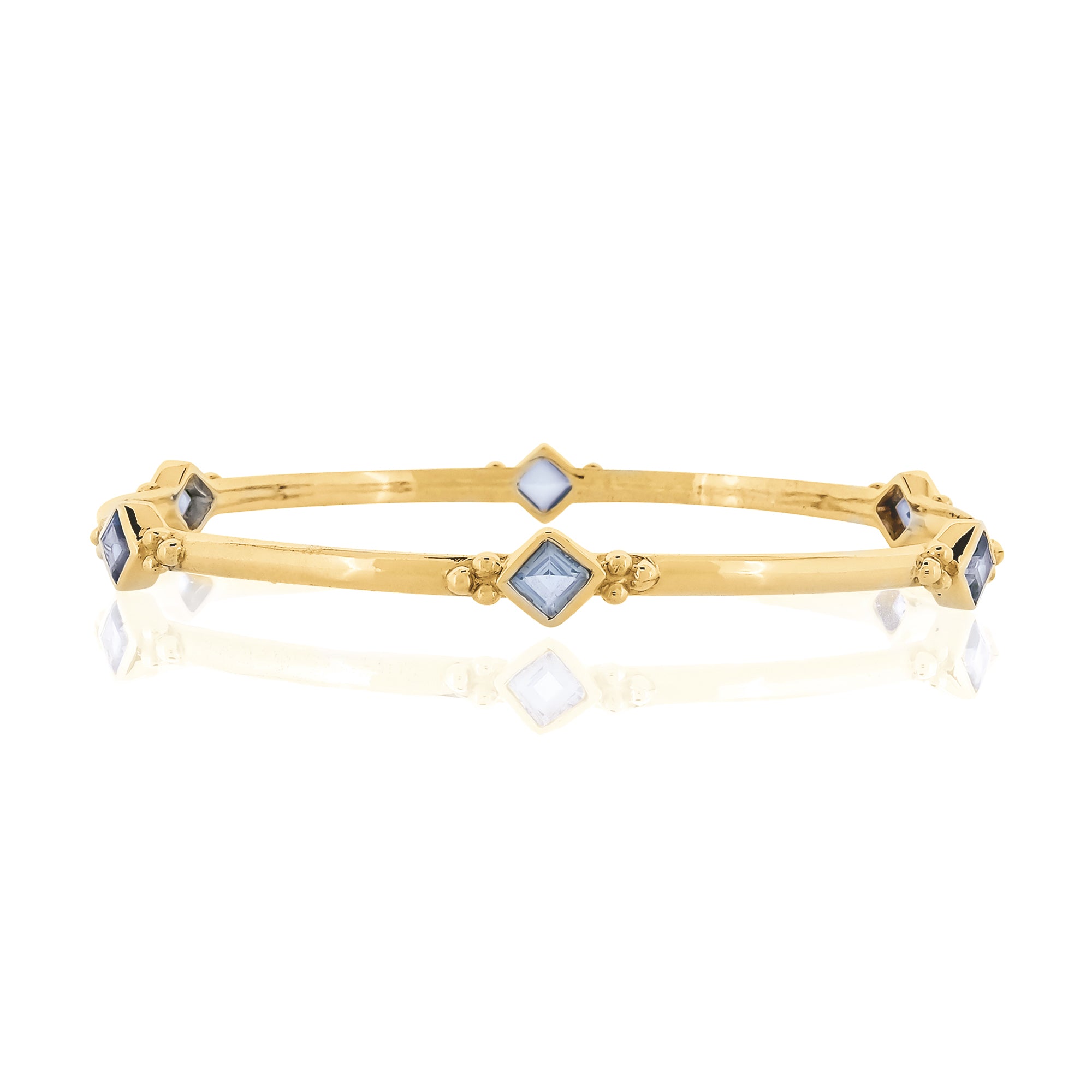 Gold Vermeil Blue Topaz bangle, November birthstone bangle, square Blue Topaz bangle