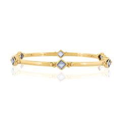 Gold Vermeil Blue Topaz bangle, November birthstone bangle, square Blue Topaz bangle