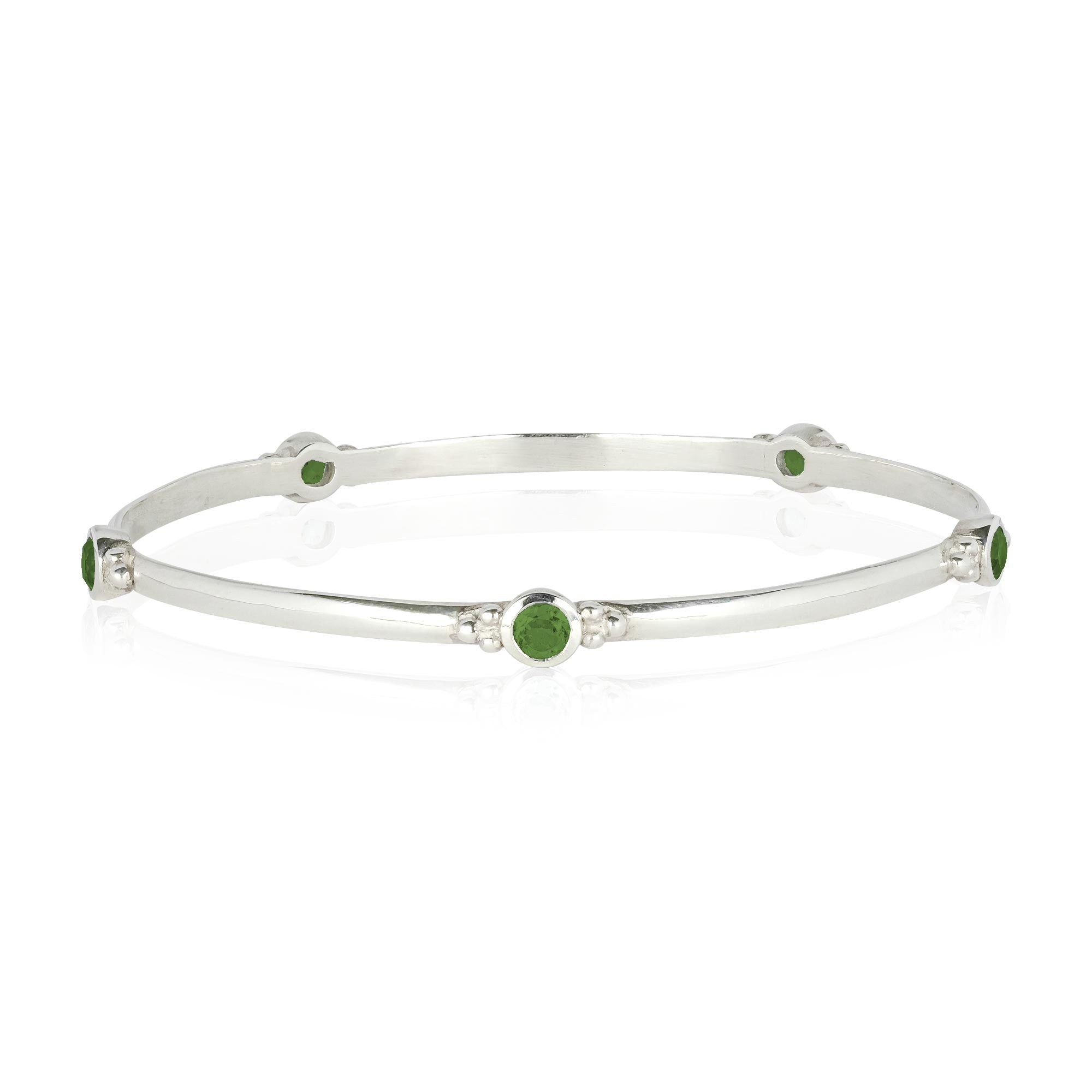 Personalised Birthstone Silver Bangle