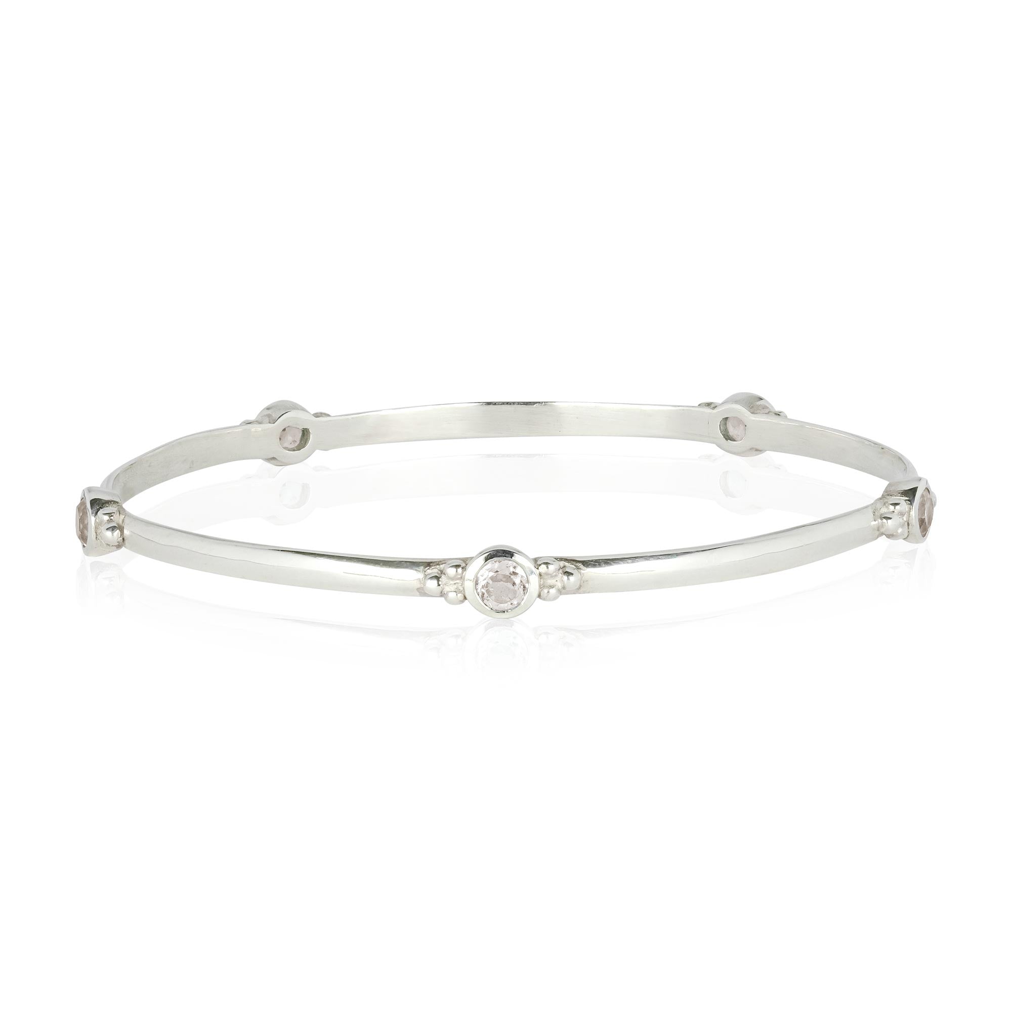 Handmade Personalised Birthstone Silver Bangle
