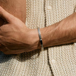 sterling silver mens bangle with black onyx