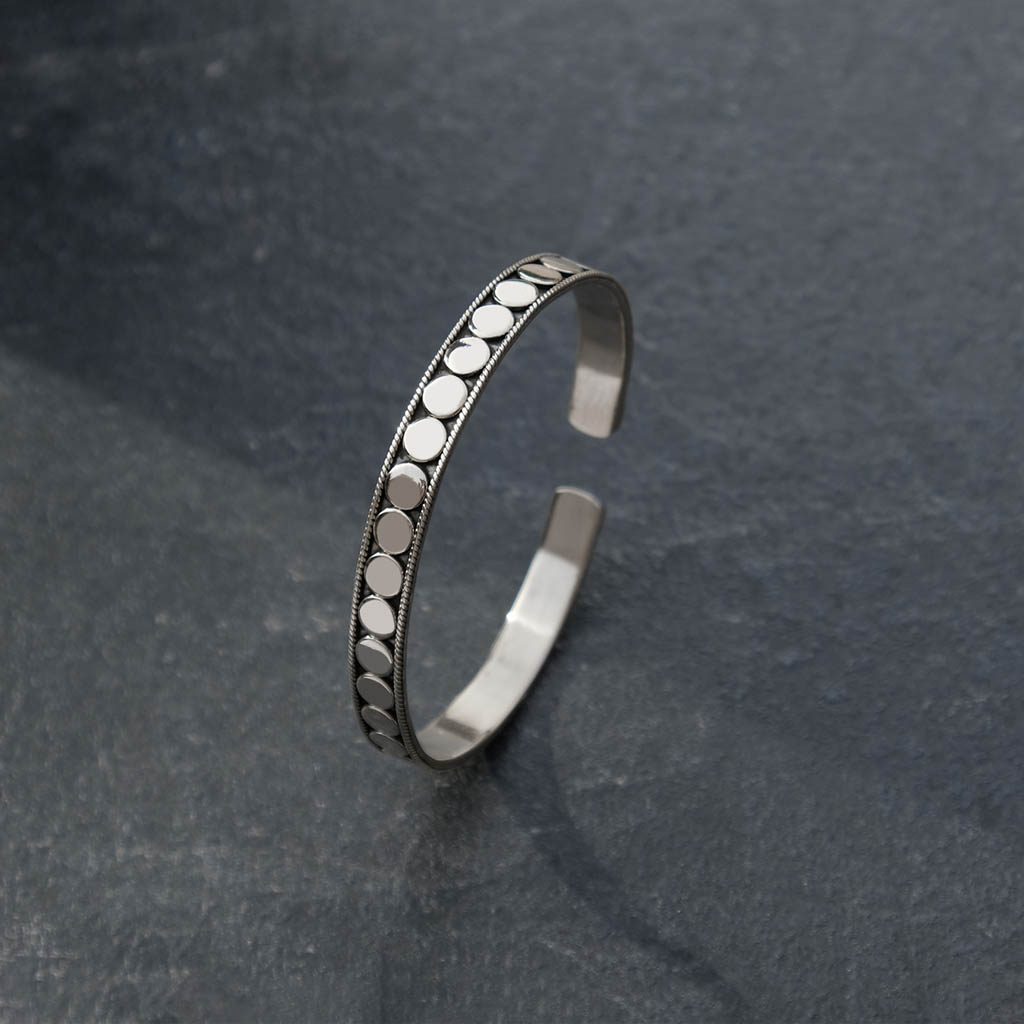 Sterling silver mens bangle cuff