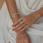 Sterling silver and turquoise bangle, Turquoise and Opal silver bangle, Silver and turquoise jewellery, Silver and turquoise spinning ring, Silver Spining rings, Turquoise midi ring, Silver turquoise stacking bangle