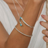 Sterling silver turquoise and Opal bangle, Turquoise adjustable bangle, Handmade bangle, Silver stacking bangle