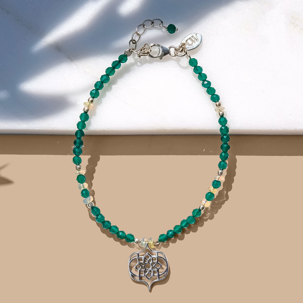 Green Onyx and Opal Gemstone Bracelet