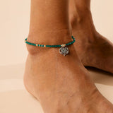 Green onyx and Opal Gemstone Anklet