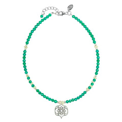 Green onyx and Opal Gemstone Anklet