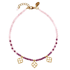 Garnet and Rhodolite charm anklet