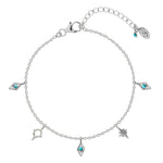 Turquoise Silver Charm Anklet