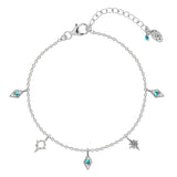 Turquoise Silver Charm Anklet