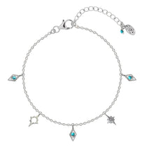 Turquoise Silver Charm Anklet