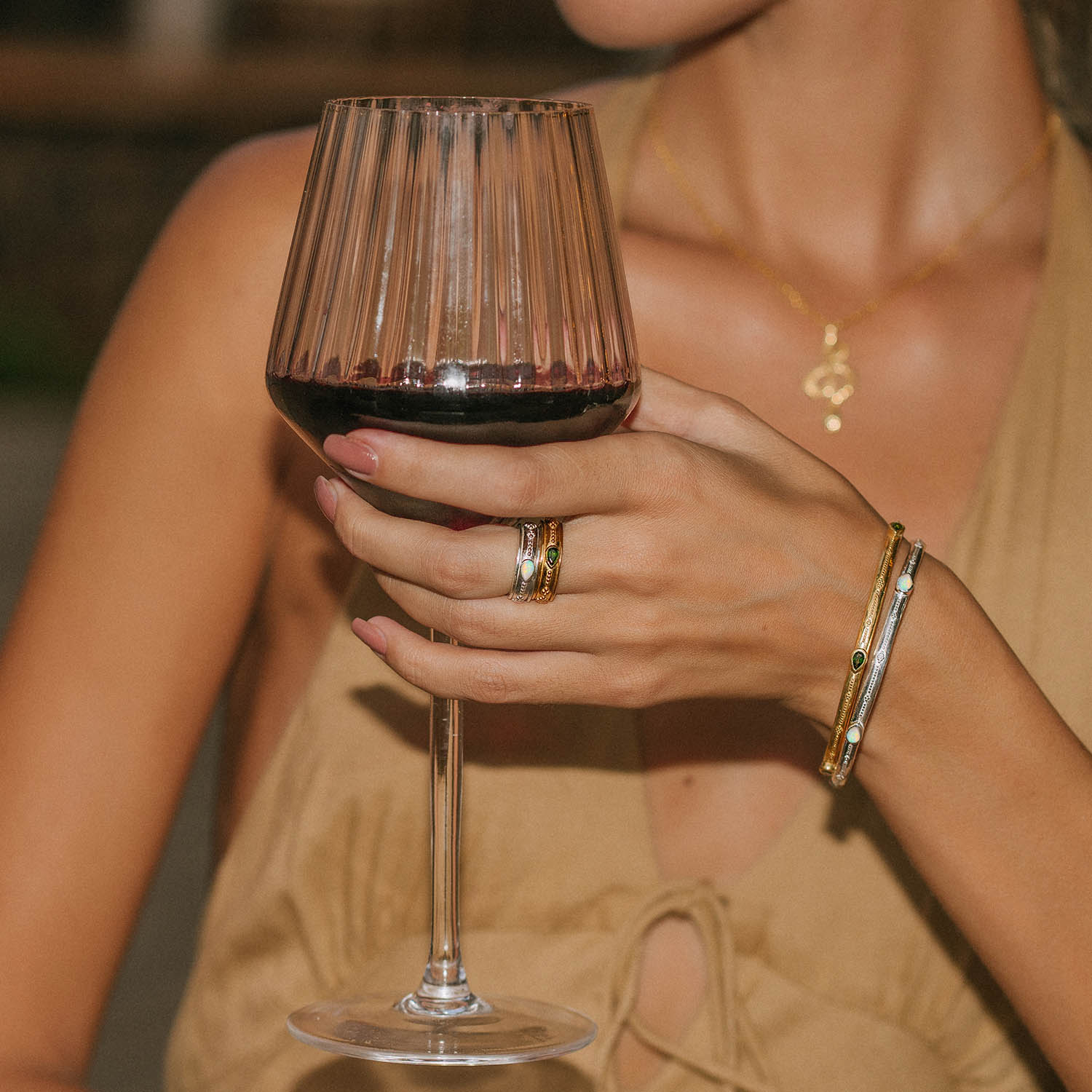 Silver and opal spinning ring and stacking bangle, Gold and green gemstones spin ring and bangle, Handmade jewellery, Spinning rings, Stacking bangles