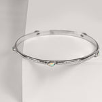 Sterling silver and opal detailed bangle, Opal silver bangle, Opal stacking bangle, Sterling silver stacking bangle, October birthstone stacking bangle, October birthstone bangle