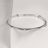 Sterling silver and opal detailed bangle, Opal silver bangle, Opal stacking bangle, Sterling silver stacking bangle, October birthstone stacking bangle, October birthstone bangle