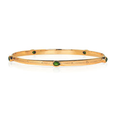 Gold bracelet with green gemstones, Gold and green gemstones stacking bangle, Chrome diopside gold bangle, Gold stacking bangle, Gold gemstone stacking bangle, Saraswati gold bangle, Gemstone bangle