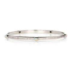Sterling silver and opal stacking bangle, Silver and opal bangle, October birthstone silver bangle, Sterling silver bangle, Gemstone bangle, Birthstone bangle, Opal stacking bangle