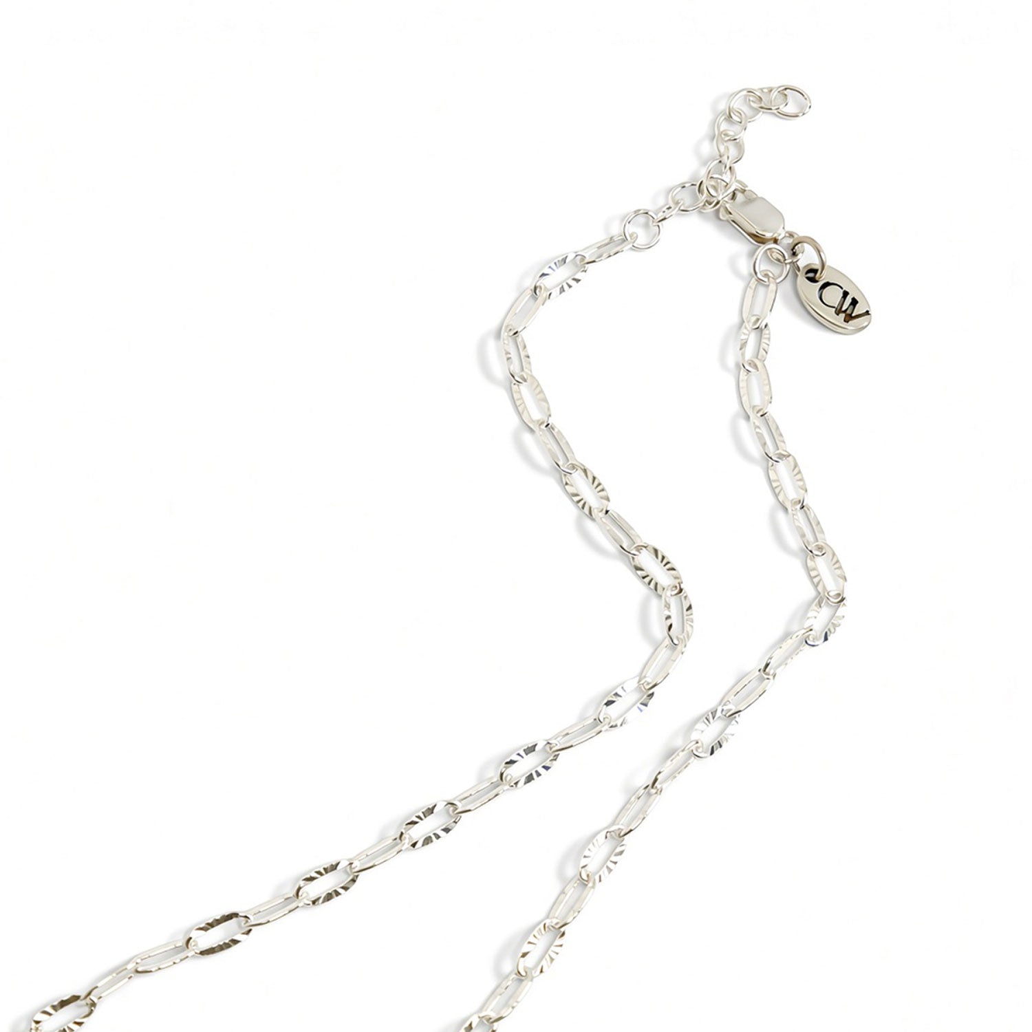 Sterling Silver Diamond Cut Paperclip Chain, Paperclip Chain, Diamond Cut Chain, Silver Diamond Cut Layering Chain, Adjustable Silver Paperclip Chain, Silver Princess Link Chain