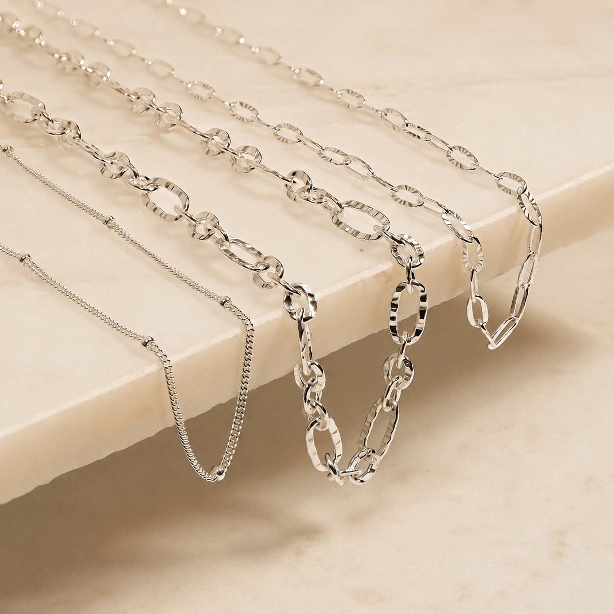 Sterling Silver Polished Chains, Women's Silver Chains, Silver Layering Chains, Paperclip Silver Chain, Diamond Cut Chains, Link Chain, Satellite Chain