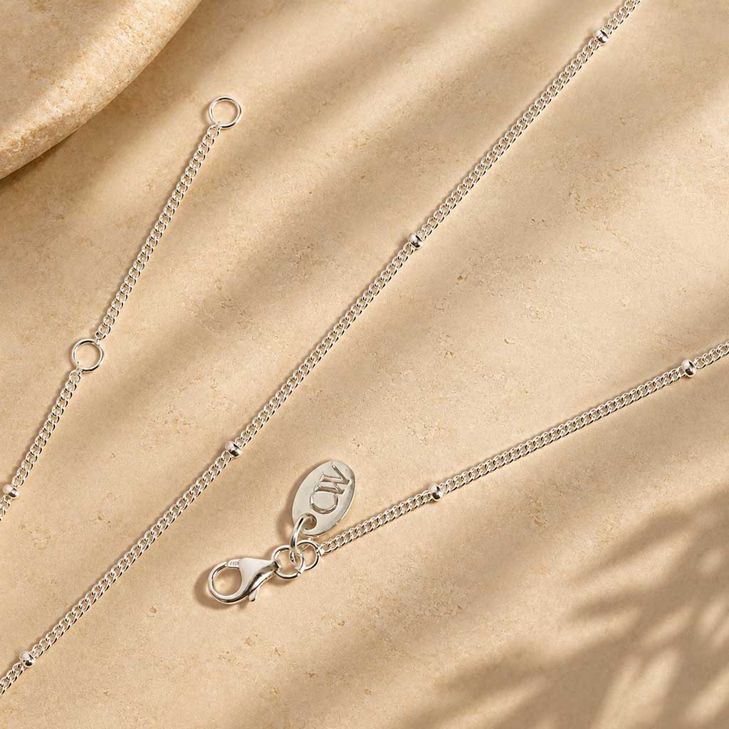 Silver Chain with Lobster Clasp and Brand Logo, Fine Silver Chain