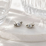 April birthstone stud earrings, White topaz studs, Silver and topaz stud earrings