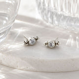 April birthstone stud earrings, White topaz studs, Silver and topaz stud earrings