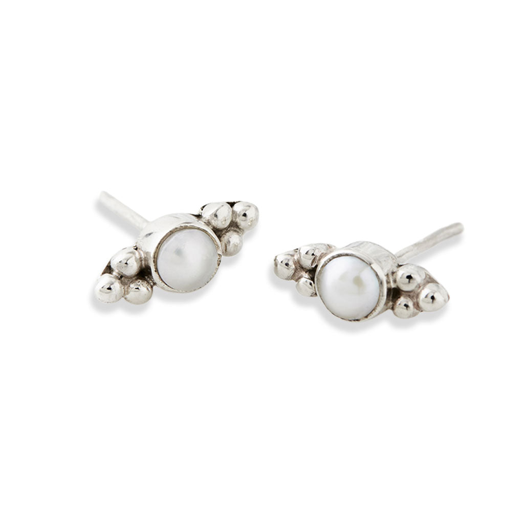 Silver Pearl Stud Earrings, Sterling Silver Pearl Studs, Pearl Stud Earrings,  June Birthstone Earrings