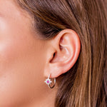 Silver North Star Hoop Earrings, Sterling Silver North Star Earrings, Garnet Hoops, January Birthstone Earrings