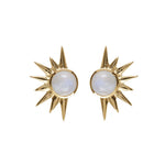 Gold Moonstone Stud Ecilipse Earrings