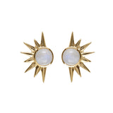 Gold Moonstone Stud Ecilipse Earrings