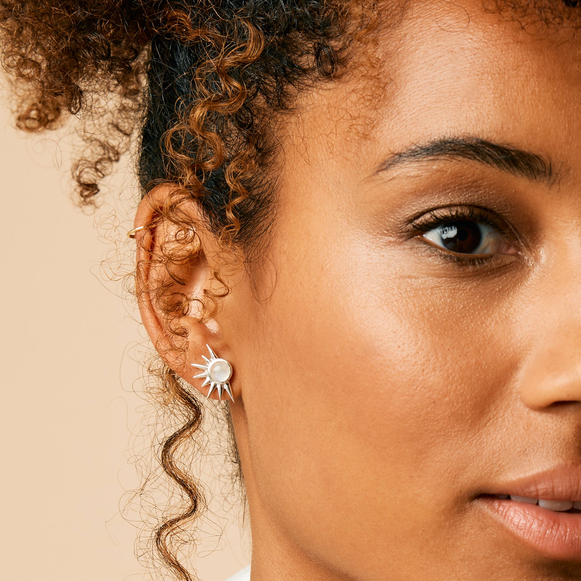 Total Eclipse Silver Moonstone Stud Earrings