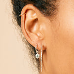 EMERALD SILVER STAR HOOP EARRINGS