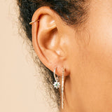 EMERALD SILVER STAR HOOP EARRINGS