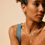 Lakshmi Necklace - Blue Topaz and Swallow in Flight Necklace 