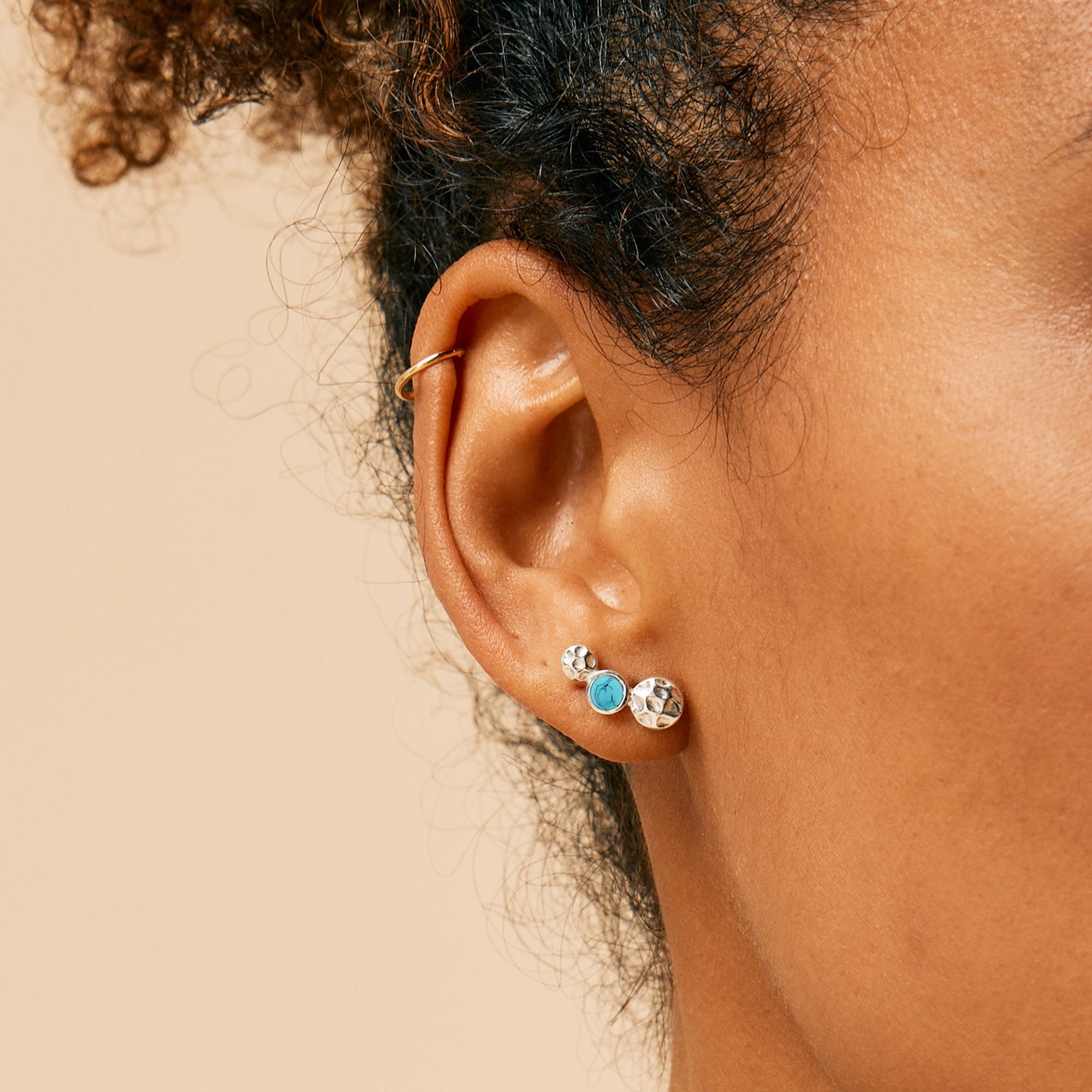 Lakshmi Turquoise Coin Stud Earrings