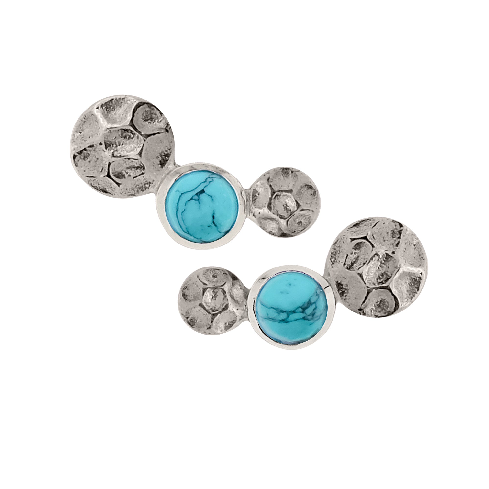 Lakshmi Turquoise Hammered Coin Stud Earrings