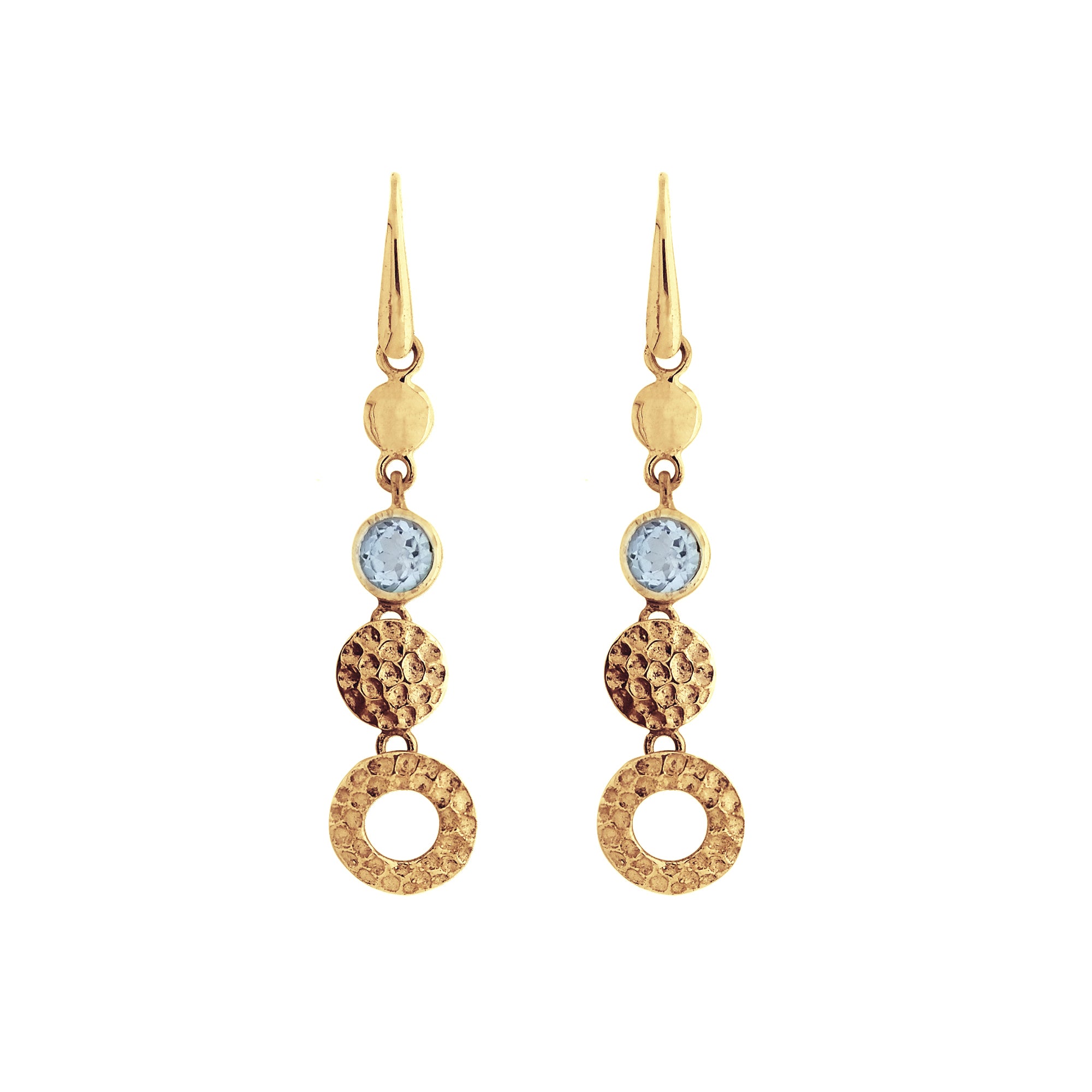 Lakshmi Gold Blue Topaz Drop Earrings