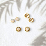 Maya Stud Earrings - Gold Opal