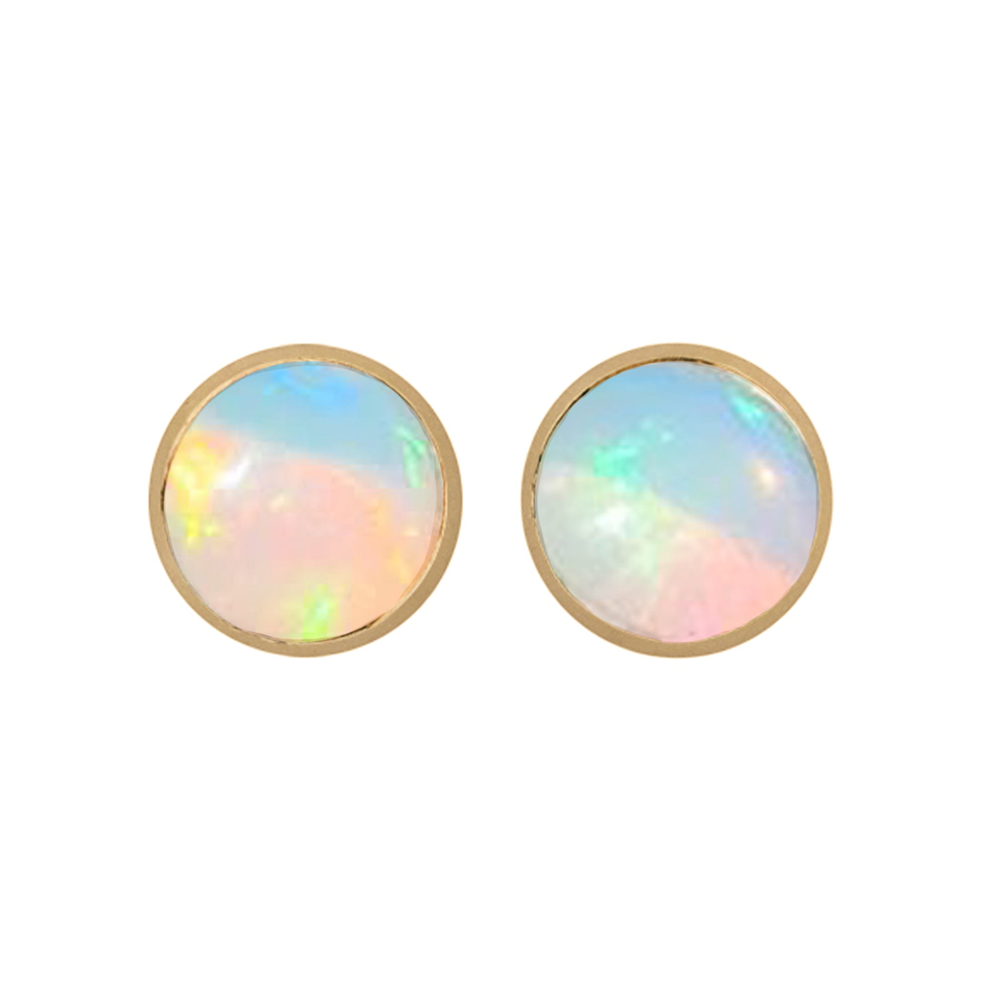 Maya Stud Earrings - Gold Opal